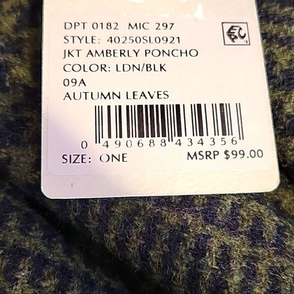 Preston & York. Wool Blend Poncho. OSFA. NWT - Picture 7 of 9